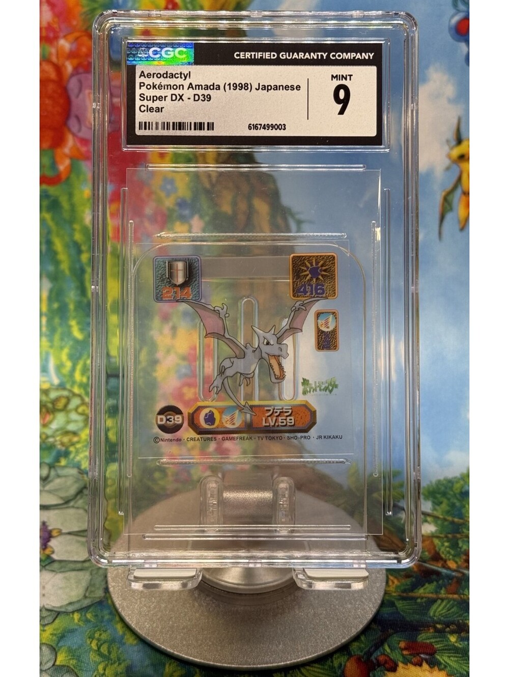 Aerodactyl Pokémon Amada Super DX D39 1998 Japanese Clear CGC 9